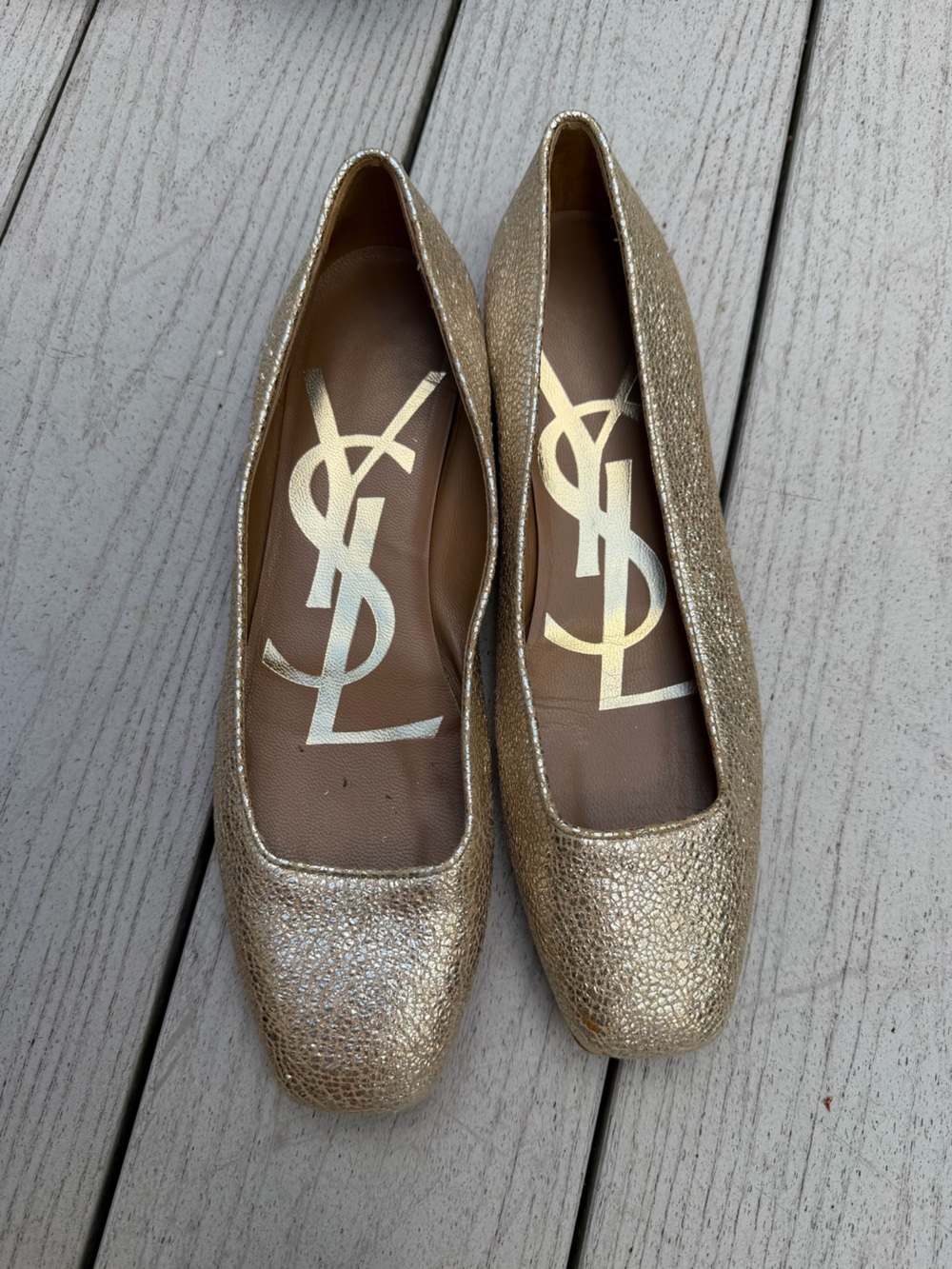 Yves Saint Laurent Gold Metallic Ballet Flats size 41